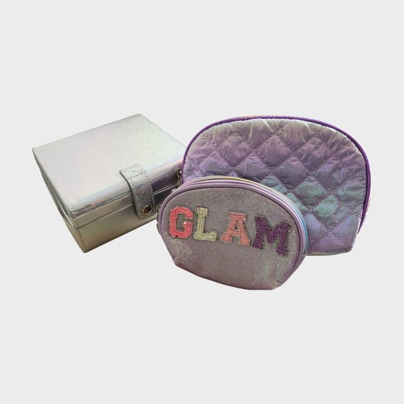 Iridescent Glam Pouches and Jewelry Box Set - 3 pcs - Picture 1 of 13